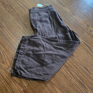 New York & Company Women's Brown Linen-Blend Chinos